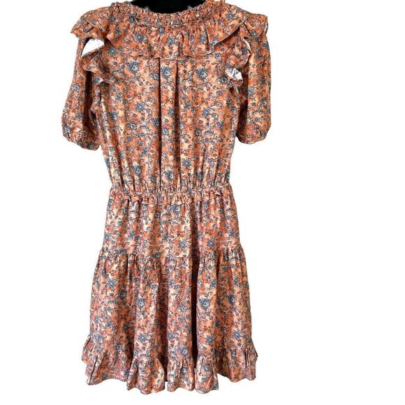 Current Air Los Angeles Floral Pleated Ruffled V Neck Cottagecore Mini Dress - Picture 16 of 16